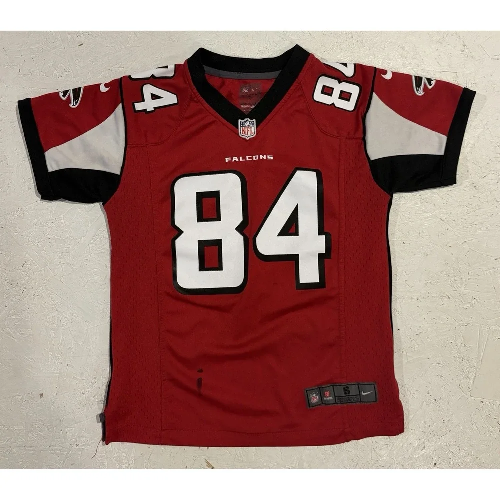 Atlanta Falcons Jersey Youth Small NFL Football White 84 Nike On Field‎ Red
